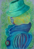 Collection Les habits: Le chapeau vert - PASTELS  Collection LES HABITS